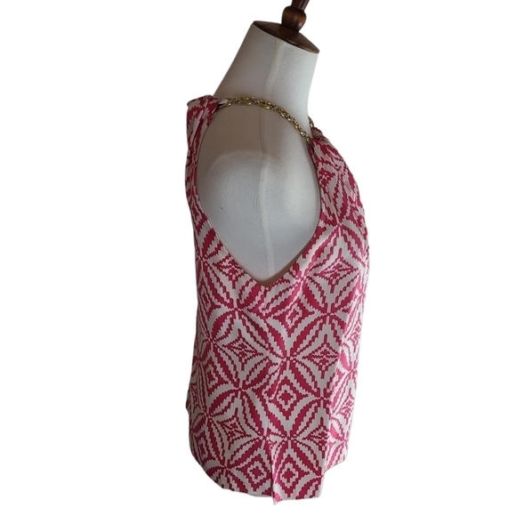 Milly 100% Silk Pink Gold Chain Tank 2 Preowned - Picture 5 of 9